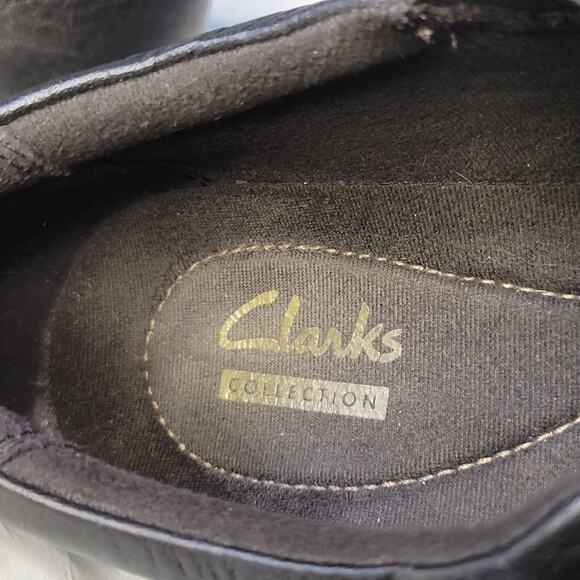 Clarks Black Leather Loafers Slip On Shoes Comfort Flats sz 7 - Picture 6 of 8